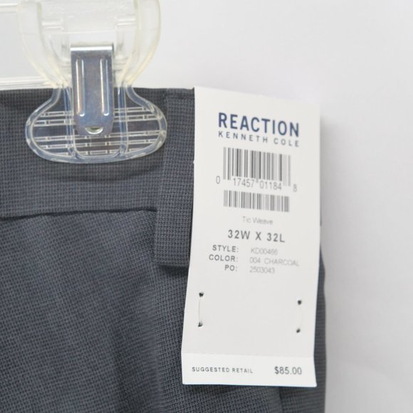 Kenneth Cole Reaction Mens Slim-Fit Gabardine Dress Pants‎ 33 x 32 Charcoal - Picture 5 of 9